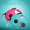 Pet Leash For Dog & Cat; Retractable Dog Leash For Outdoor Walking Travel With Dog Poop Bag - Rose Red - one-size
