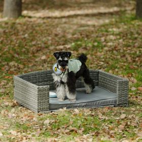 Dog Bed; Pet Bed; Pet Enclosures; Pet Outdoor Furniture; Pet Patio Furniture; Seasonal PE Wicker Pet Furniture; Dog Bed With Cushion - as Pic