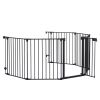 152" Adjustable Safety Gate 6 Panel Play Yard Metal Doorways Fireplace Fence Christmas Tree Fence Gate for House Stairs Gate for Child/Toddler/ Pet/Do