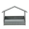 Dog Bed, Pet Bed, Pet Enclosures, Pet Outdoor Furniture, Pet Patio Furniture, Seasonal PE Wicker Pet Furniture, Dog Bed With Canopy - as Pic