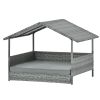 Dog Bed, Pet Bed, Pet Enclosures, Pet Outdoor Furniture, Pet Patio Furniture, Seasonal PE Wicker Pet Furniture, Dog Bed With Canopy - as Pic