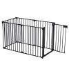 152" Adjustable Safety Gate 6 Panel Play Yard Metal Doorways Fireplace Fence Christmas Tree Fence Gate for House Stairs Gate for Child/Toddler/ Pet/Do