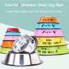 Pet Feeding Bowls Stainless Steel Non-slip Dog Bowl Durable Anti-fall Cat Puppy Feeder For Dogs Teddy Golden Retriever - red