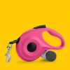 Pet Leash For Dog & Cat; Retractable Dog Leash For Outdoor Walking Travel With Dog Poop Bag - Rose Red - one-size