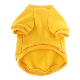 Pet Clothes Fleece-lined Thickened Solid Color Hoodie (Option: Yellow-XXL)